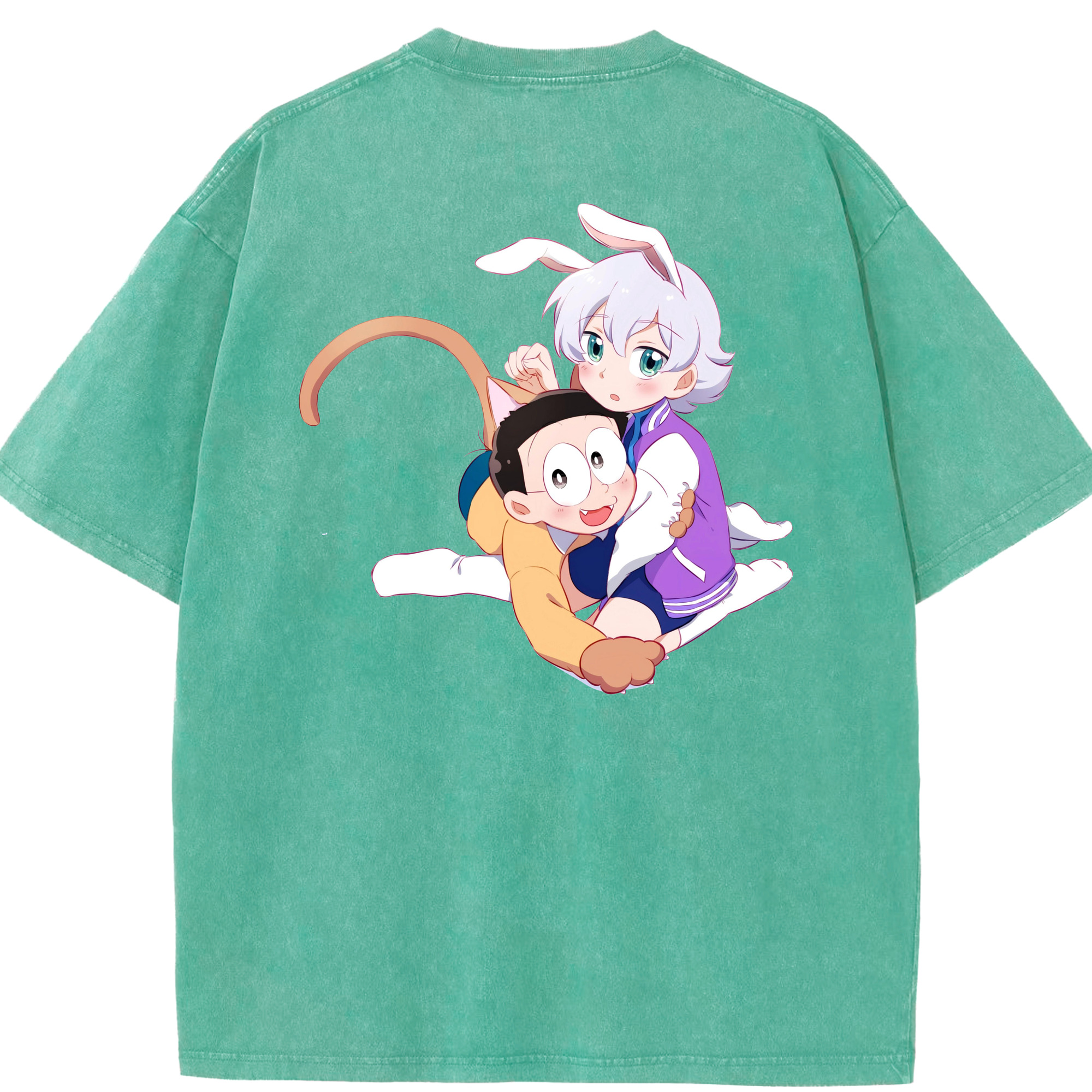 （画像用） ドラえもん 野比 のび太 Doraemon Nobita Nobi 綿100% ヴィンテージ風 半袖Tシャツ（背面プリント）